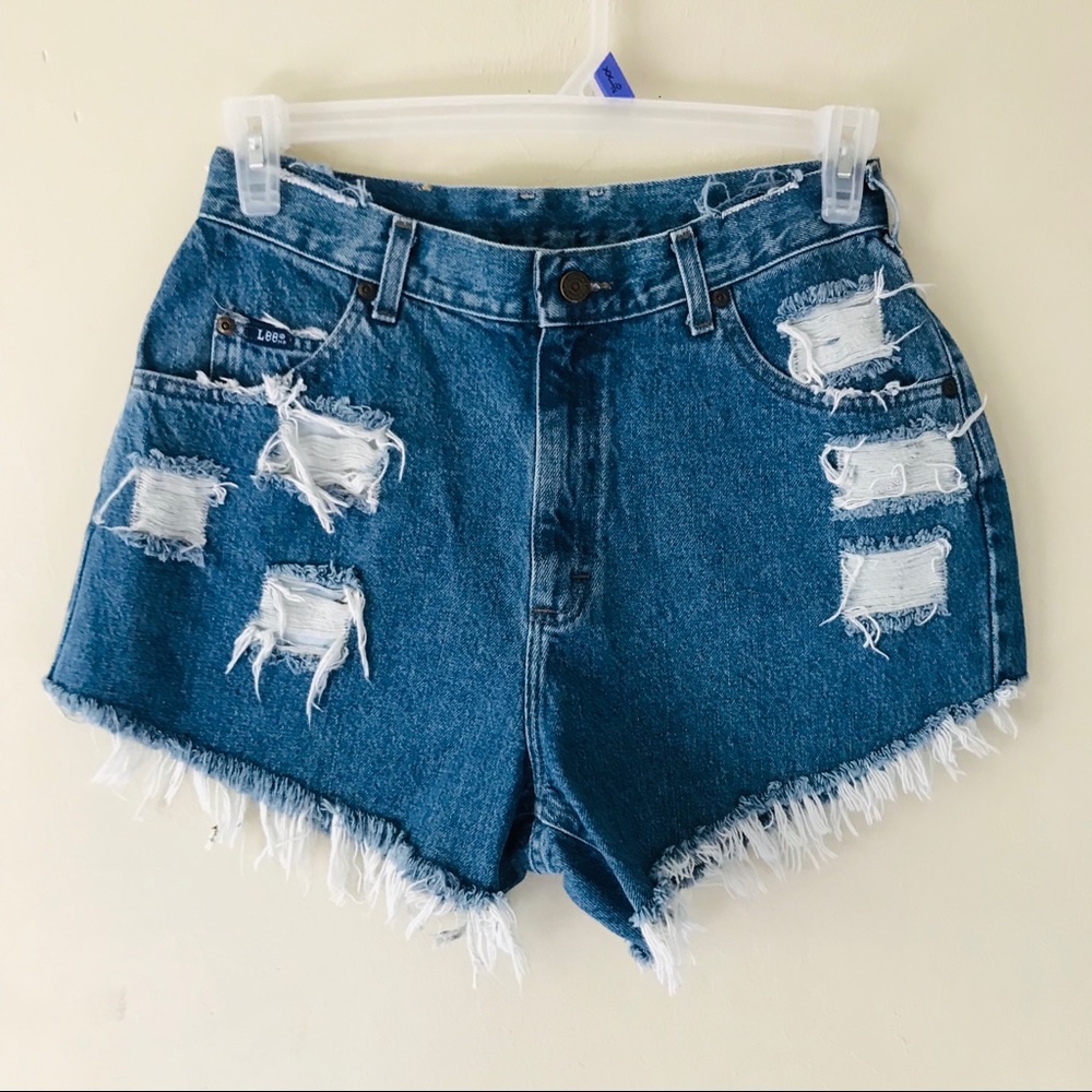 Lee Distressed High Rise Frayed Hem Jean Short